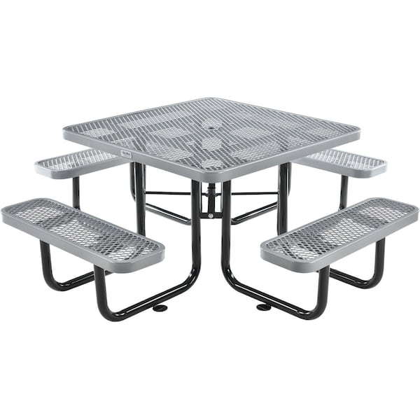 Global Industrial Square Picnic Table, Gray, Expanded Metal, 46 in 277151GY - main